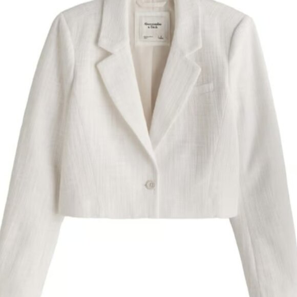 Abercrombie & Fitch Jackets & Blazers - Abercrombie & Fitch Cropped Tweed Blazer Cream Size Small